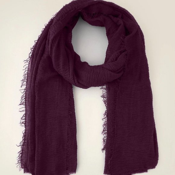 Super Soft Raw Hem Solid Gauze Scarf Shawl Head Wrap for All Seasons - Mustard - Picture 5 of 13